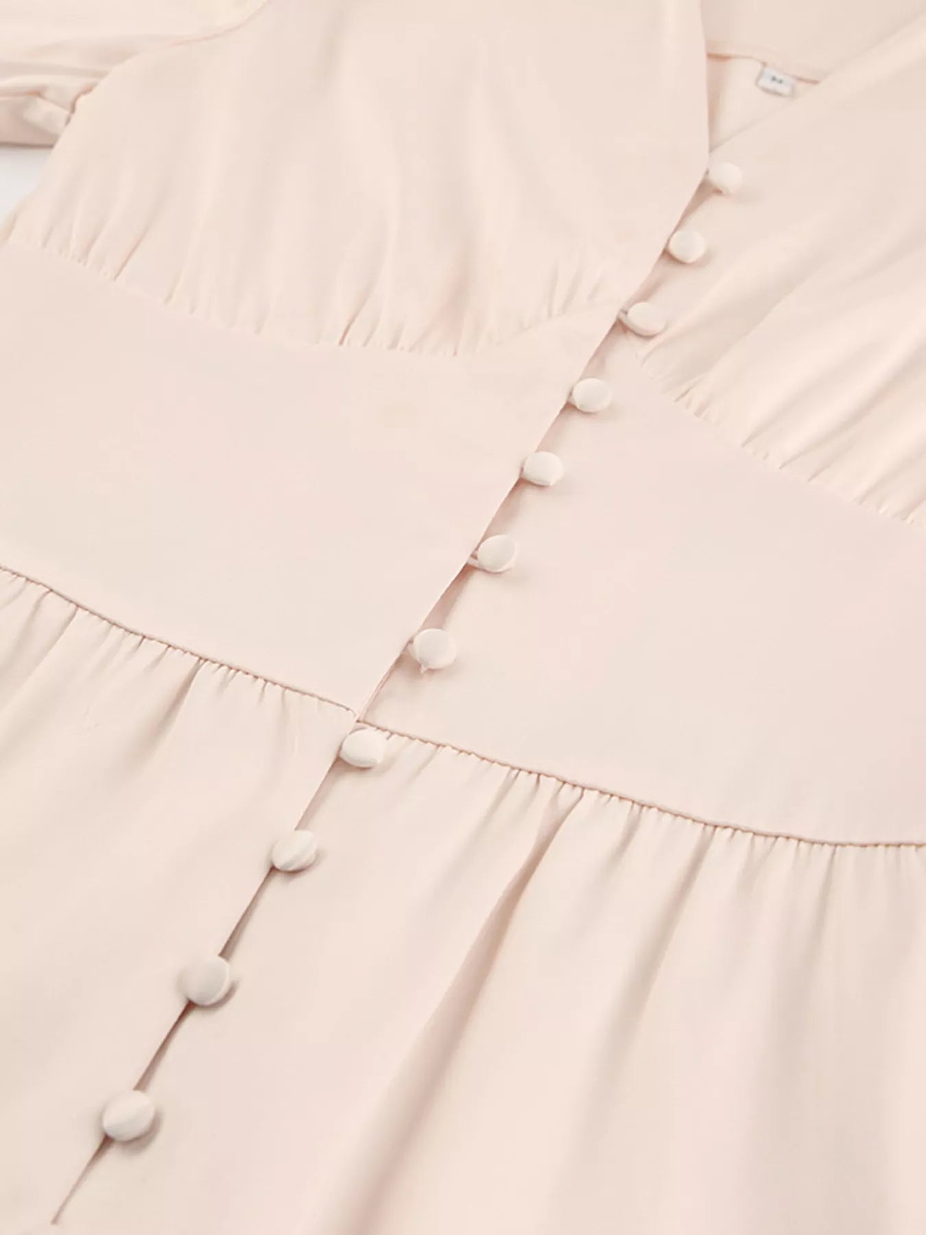 Elegant V-Neck Puff Sleeve Button-Down Midi Dress