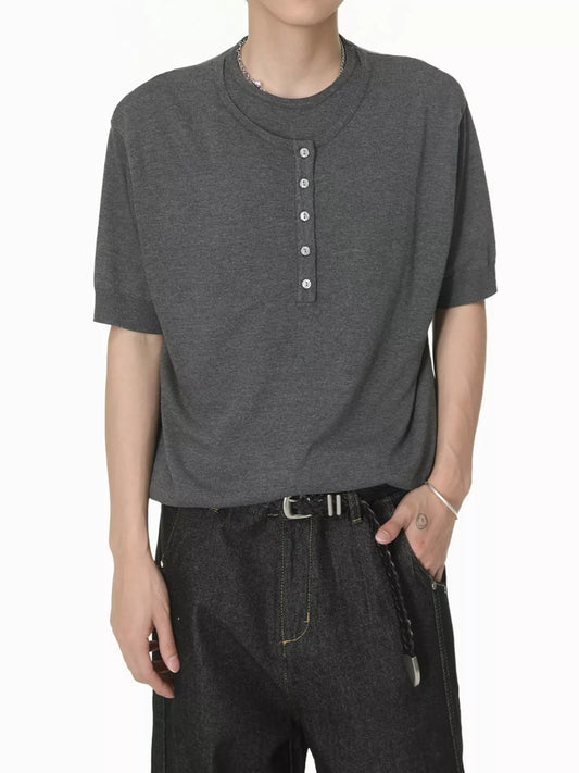 Men's Henley T-Shirt with Button Detail