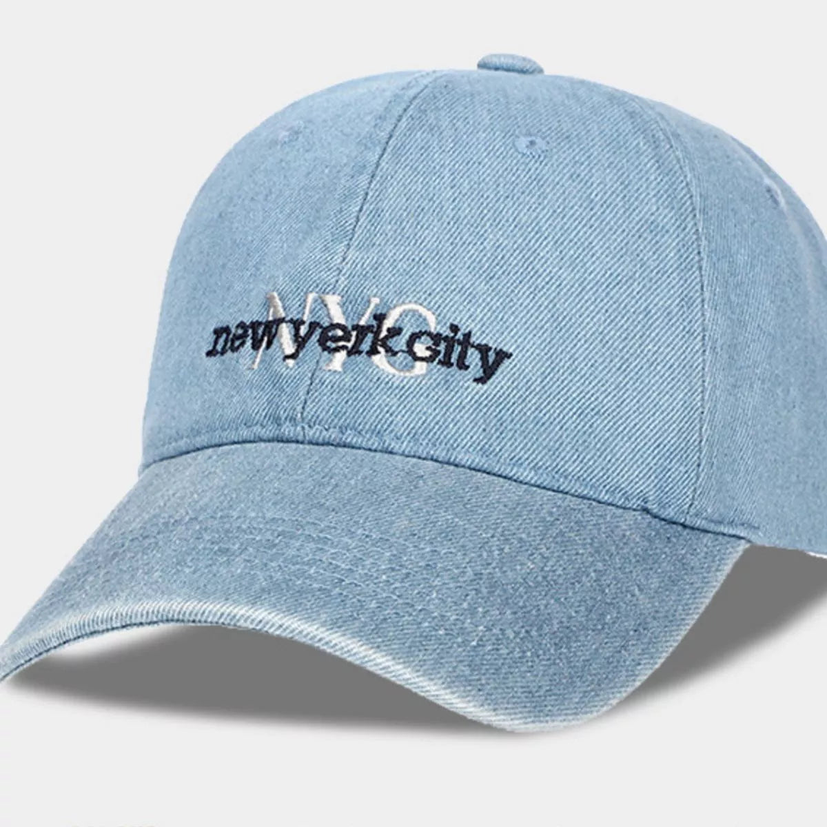 New York City Embroidered Denim Baseball Cap