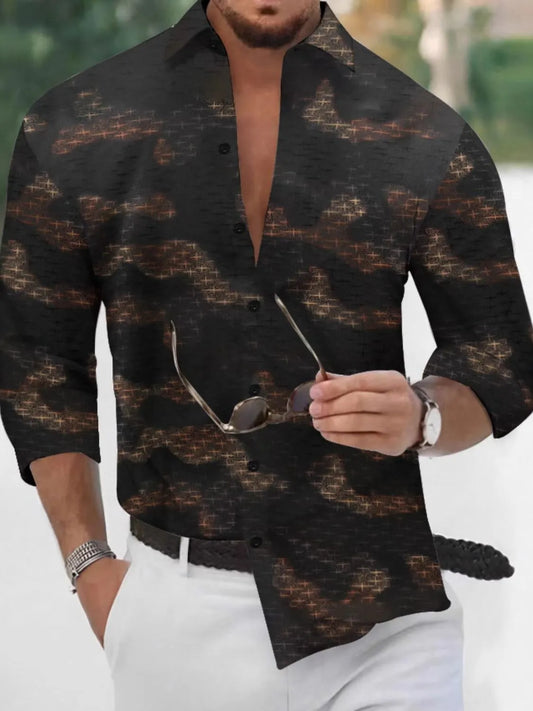 Men's Full Size Collared Neck Long Sleeve Shirt Plus Size