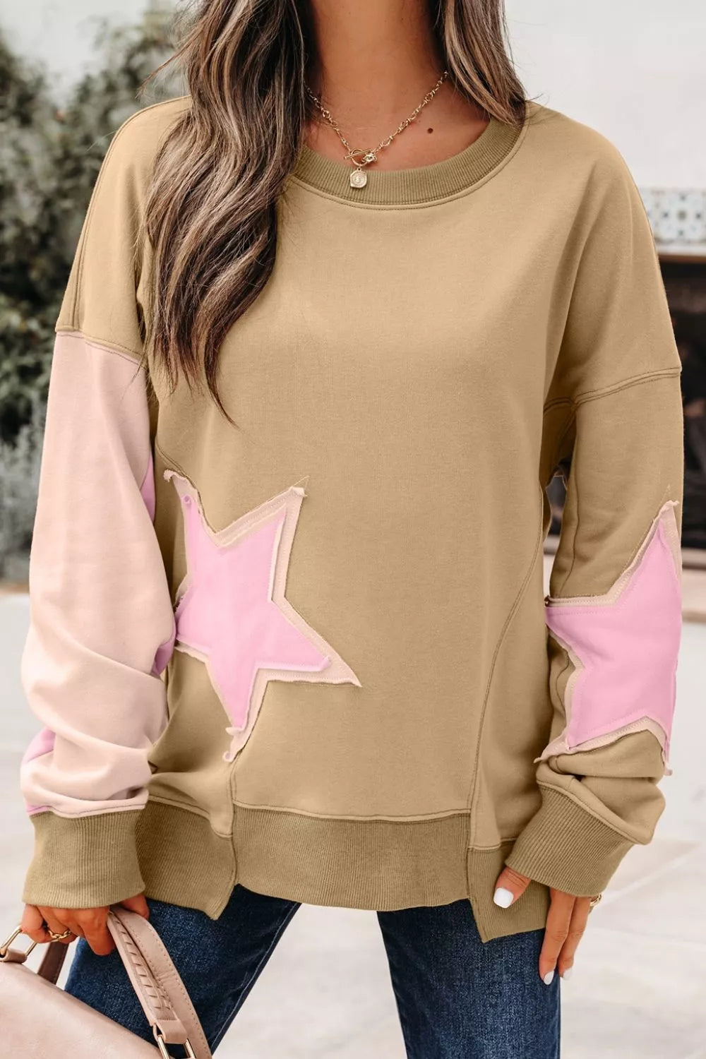 Star Patch Crew Neck Sweatshirt
