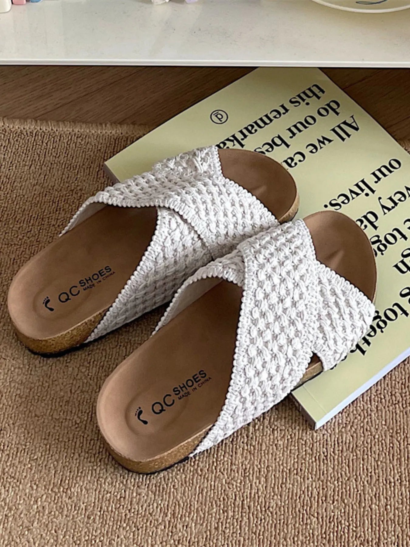 Cross Strap Woven Pattern Comfort Sandals