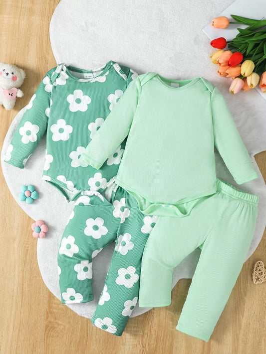 Children's Long Sleeve Bodysuit and Pants 4 Piece Set