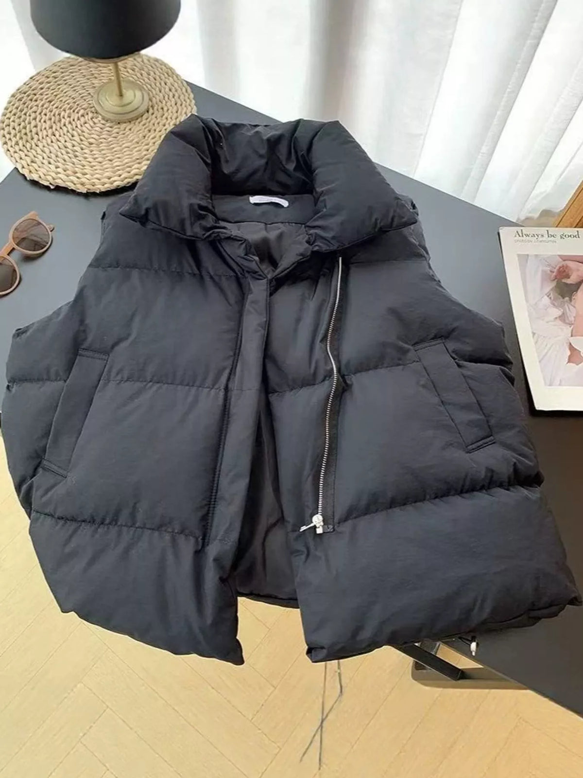 Stand-Up Collar Puffer Vest Coat