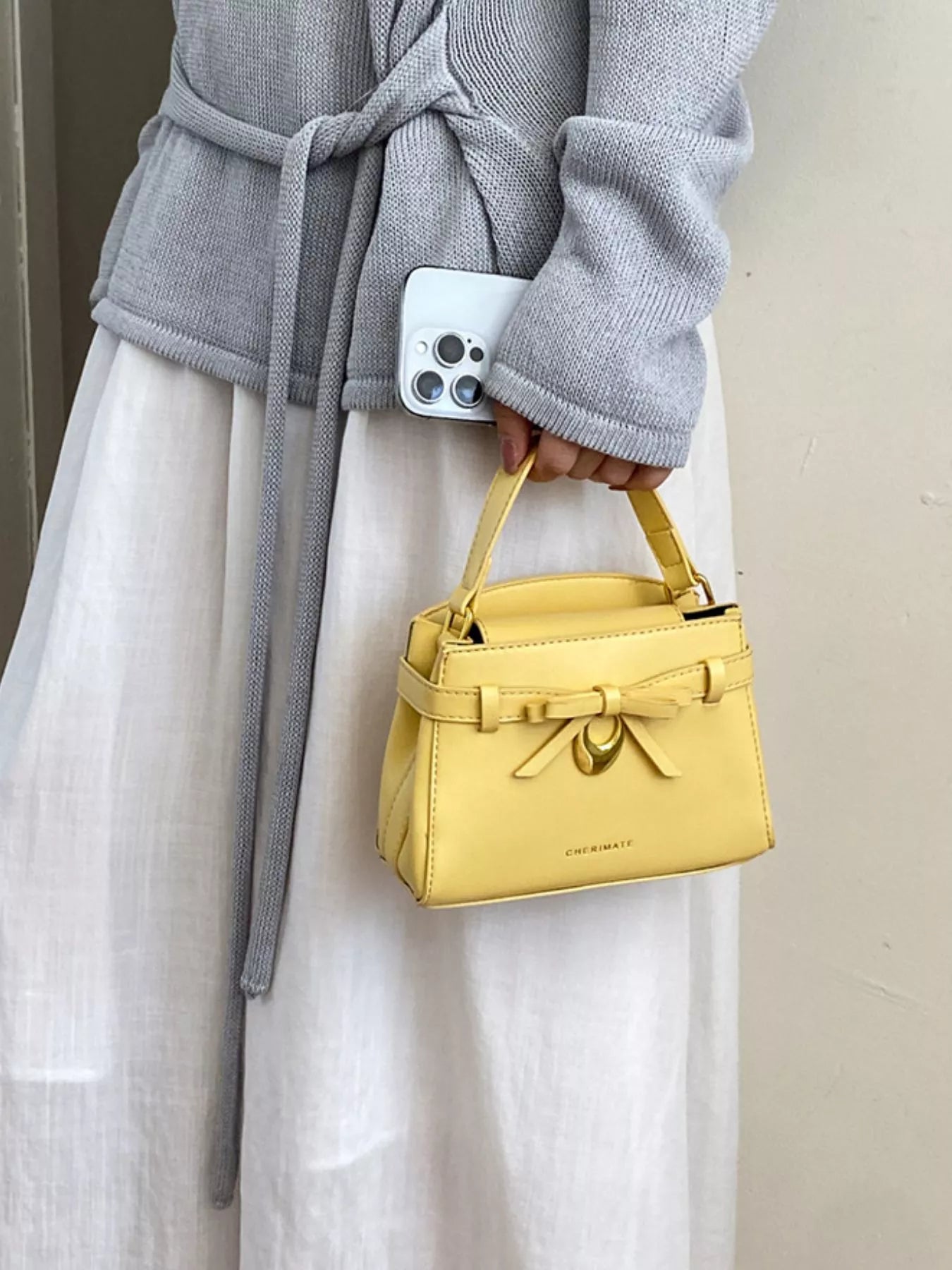 Bow PU Leather Crossbody Bag