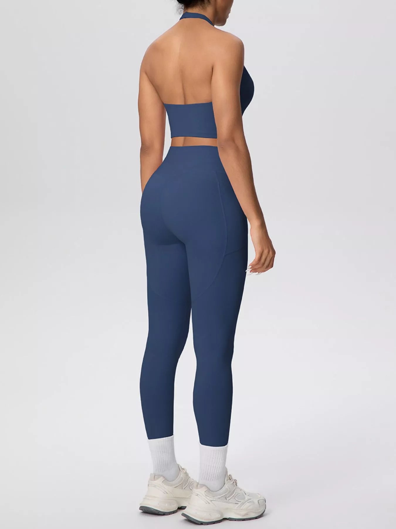 Halter Neck Crop Top and High-Waisted Leggings Active Set