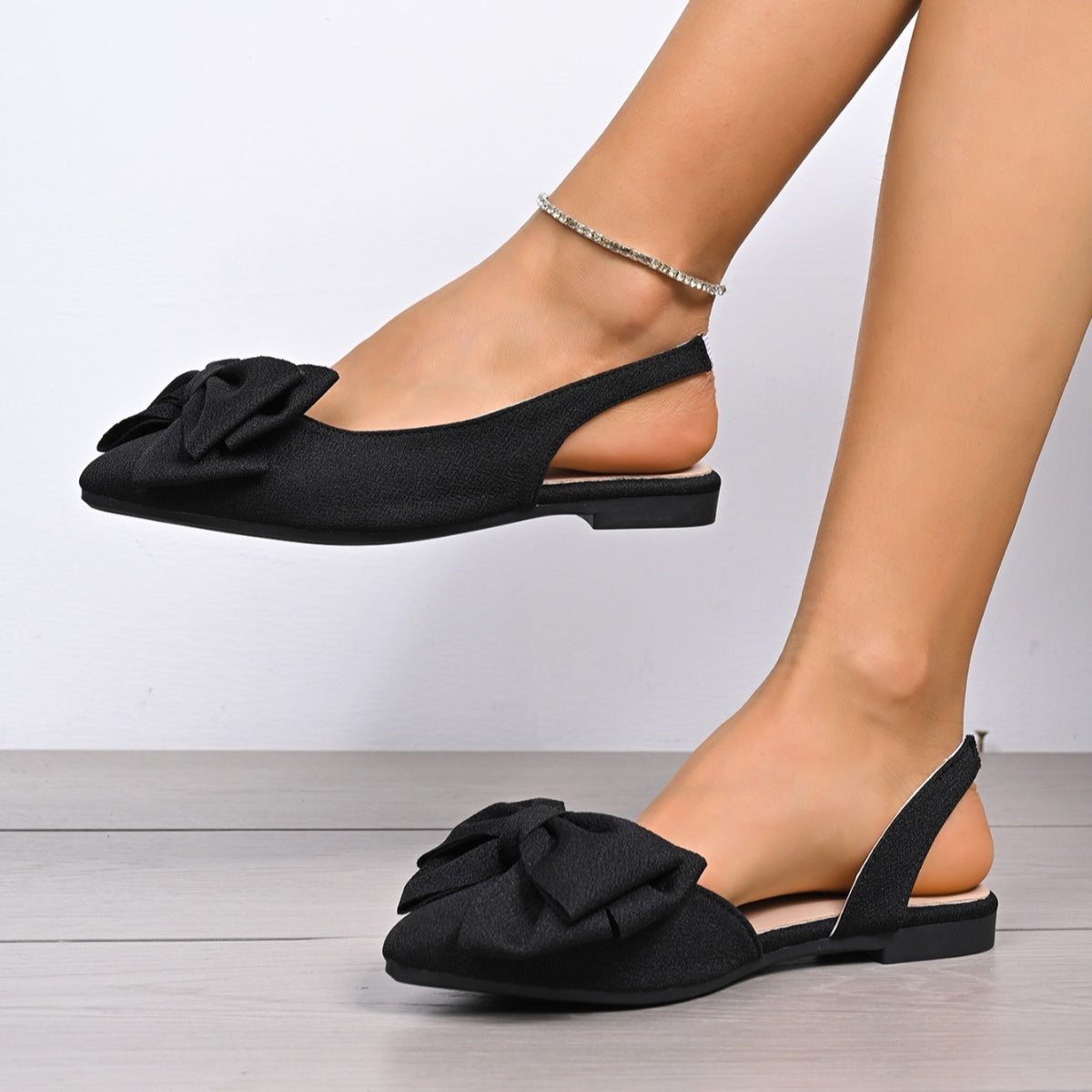 Bow Point Toe Slingback Sandals