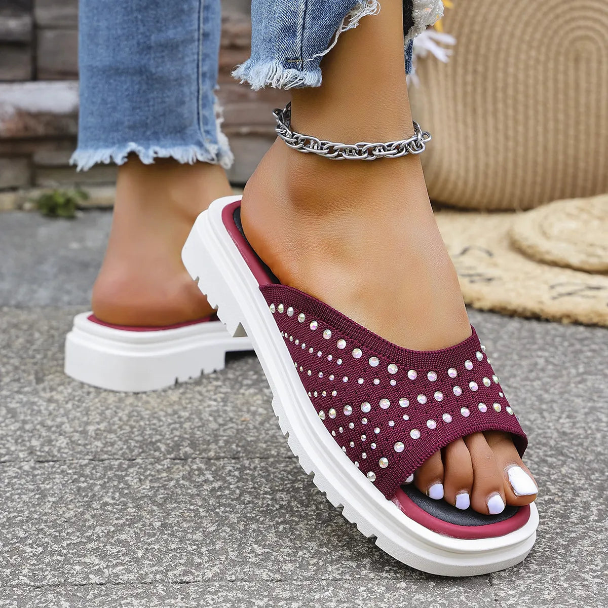 Rhinestone Open Toe Sandals