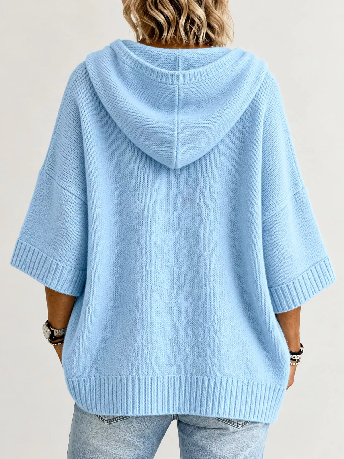 Full Size Hooded Open-Front Knit Cardigan Plus Size