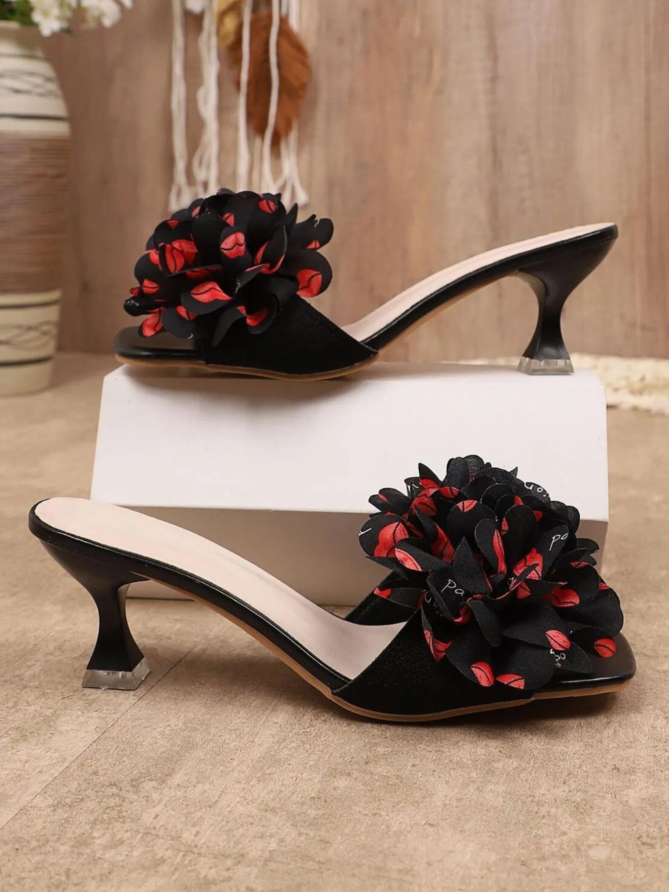 Floral Embellished Open Toe Sandals