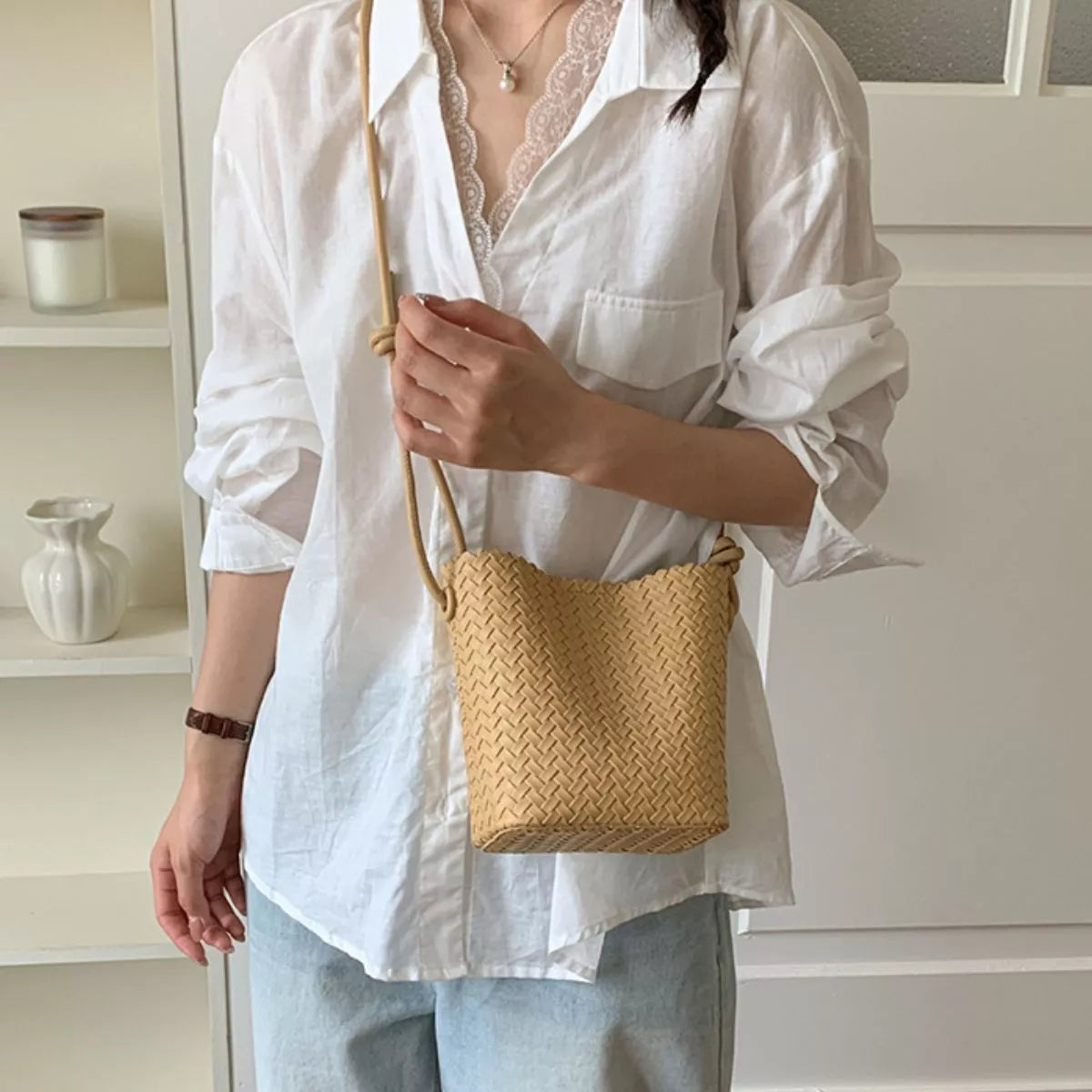 Woven Straw Crossbody Bag