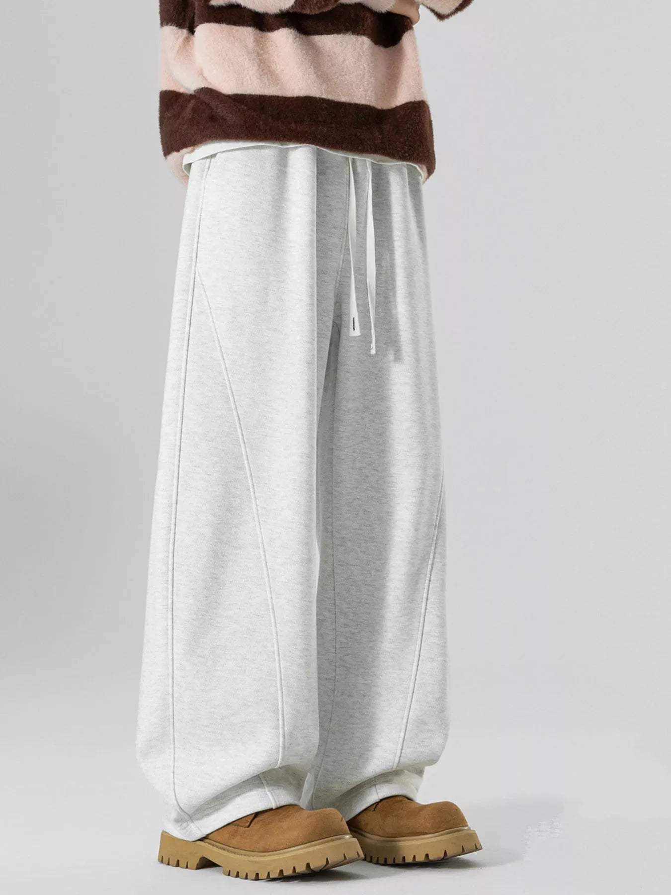Men's Plus Size Loose Fit Drawstring Wide Leg Pants