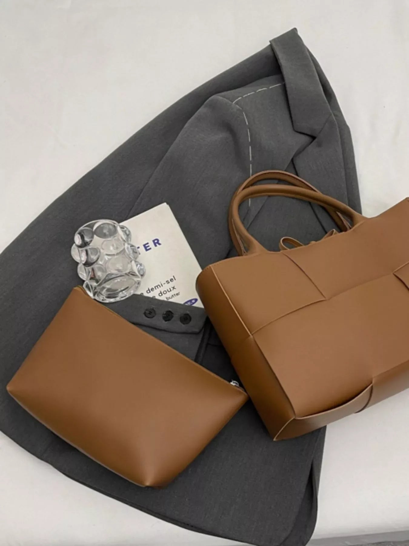 Woven Leather Tote Bag