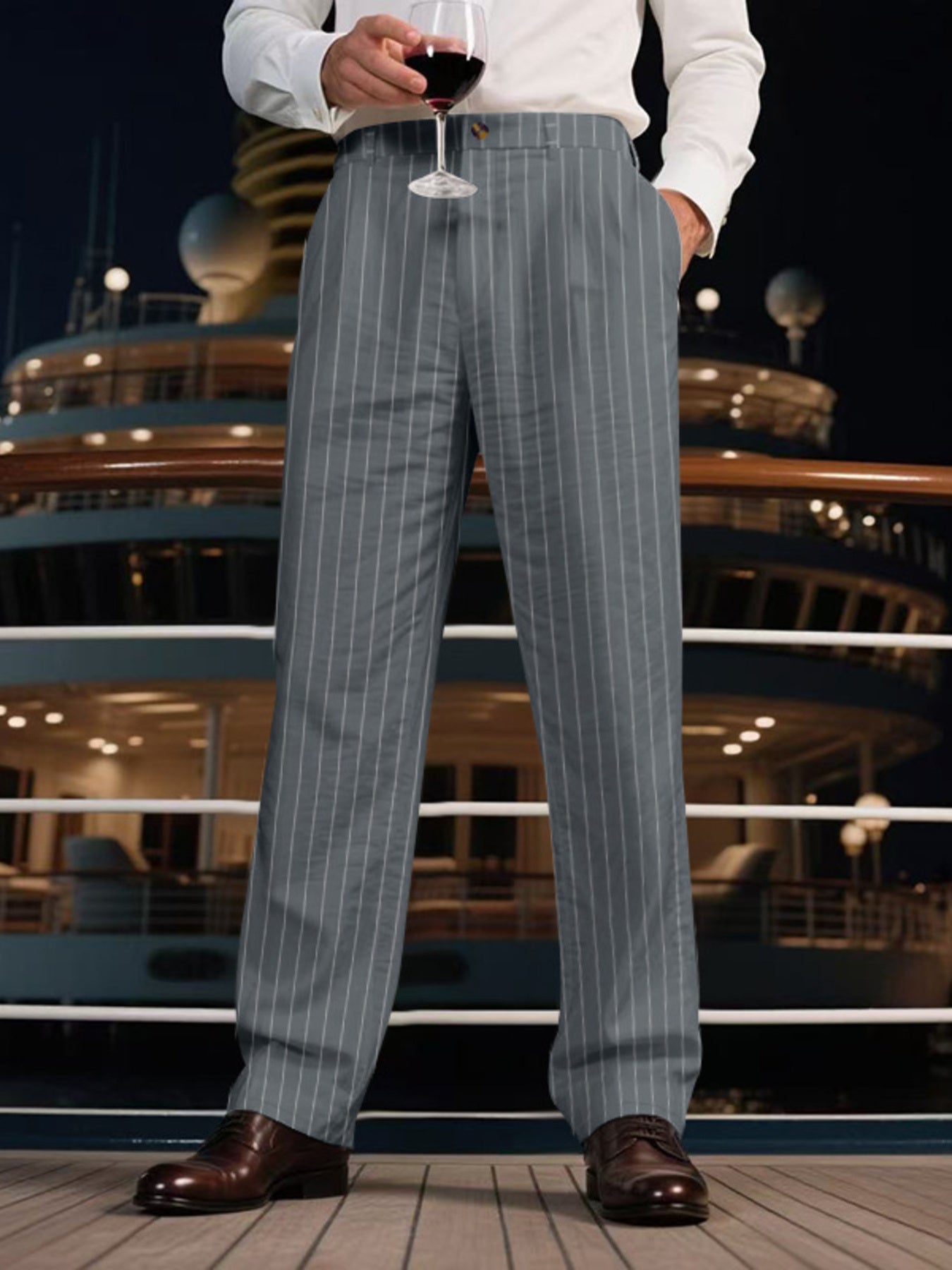 Men's Full Size Striped Wide Leg Pant Plus Size