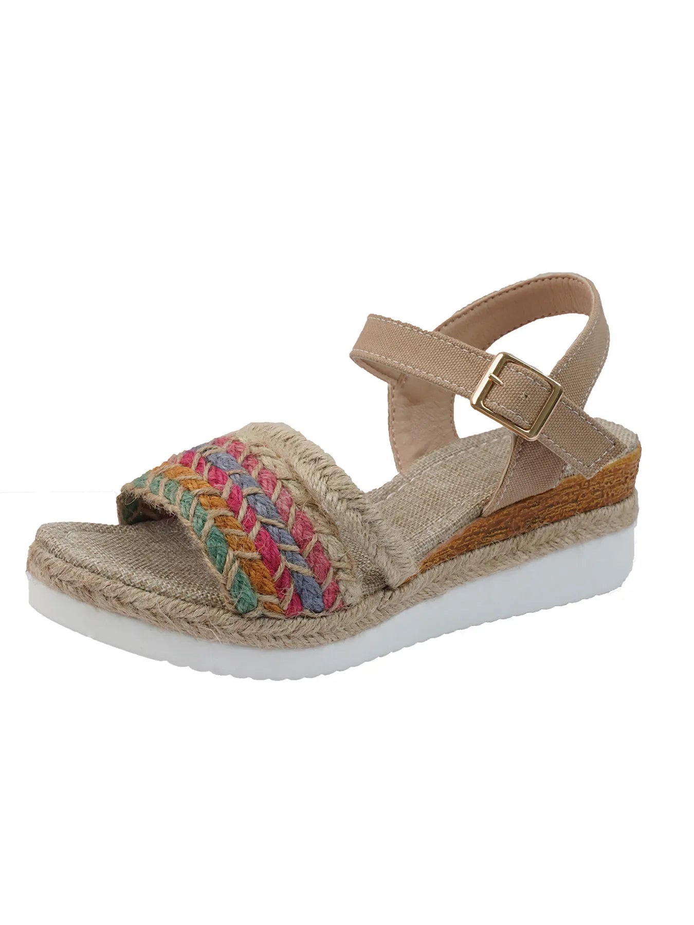 Braided Rainbow Platform Wedge Sandals