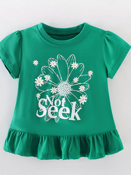 Children's Daisy Ruffle Hem Short Sleeve T-Shirt