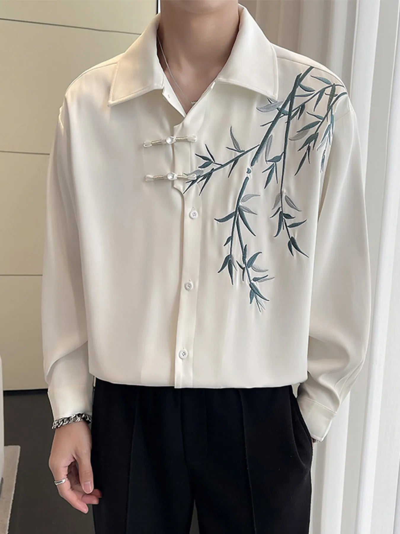 Men's Plus Size Bamboo Button Up Long Sleeve Shirt