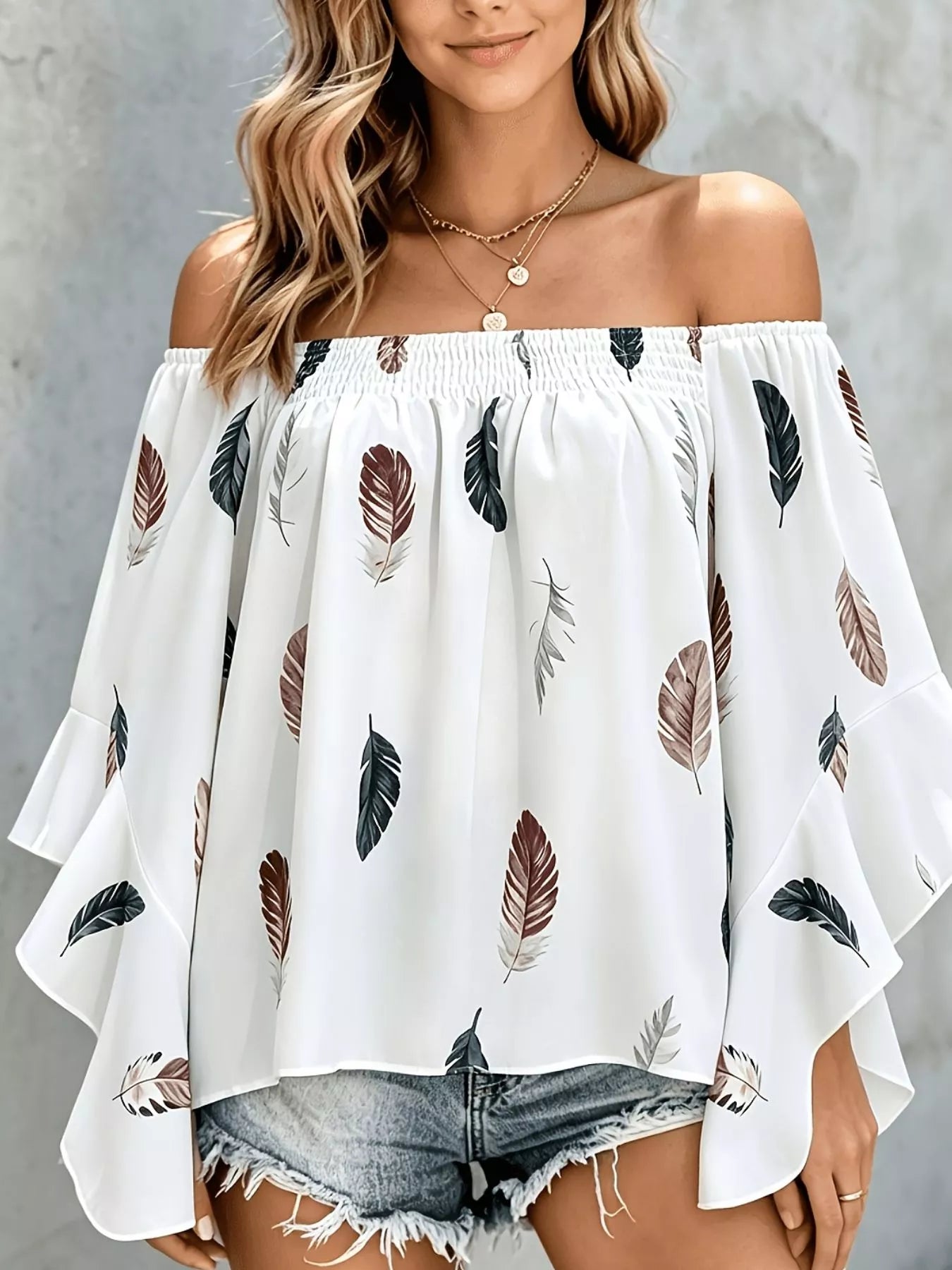 Printed Off Shoulder Blouse