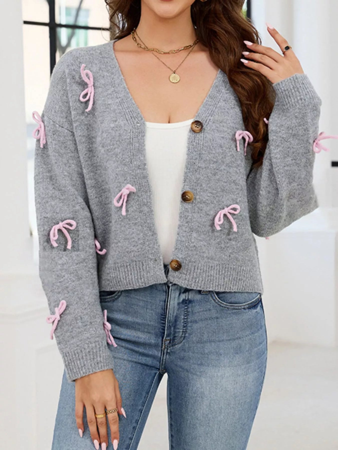 Bow Button Up Cardigan