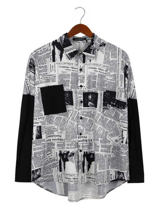 Men's Full Size Contrast Sleeve Button-Up Shirt Plus Size