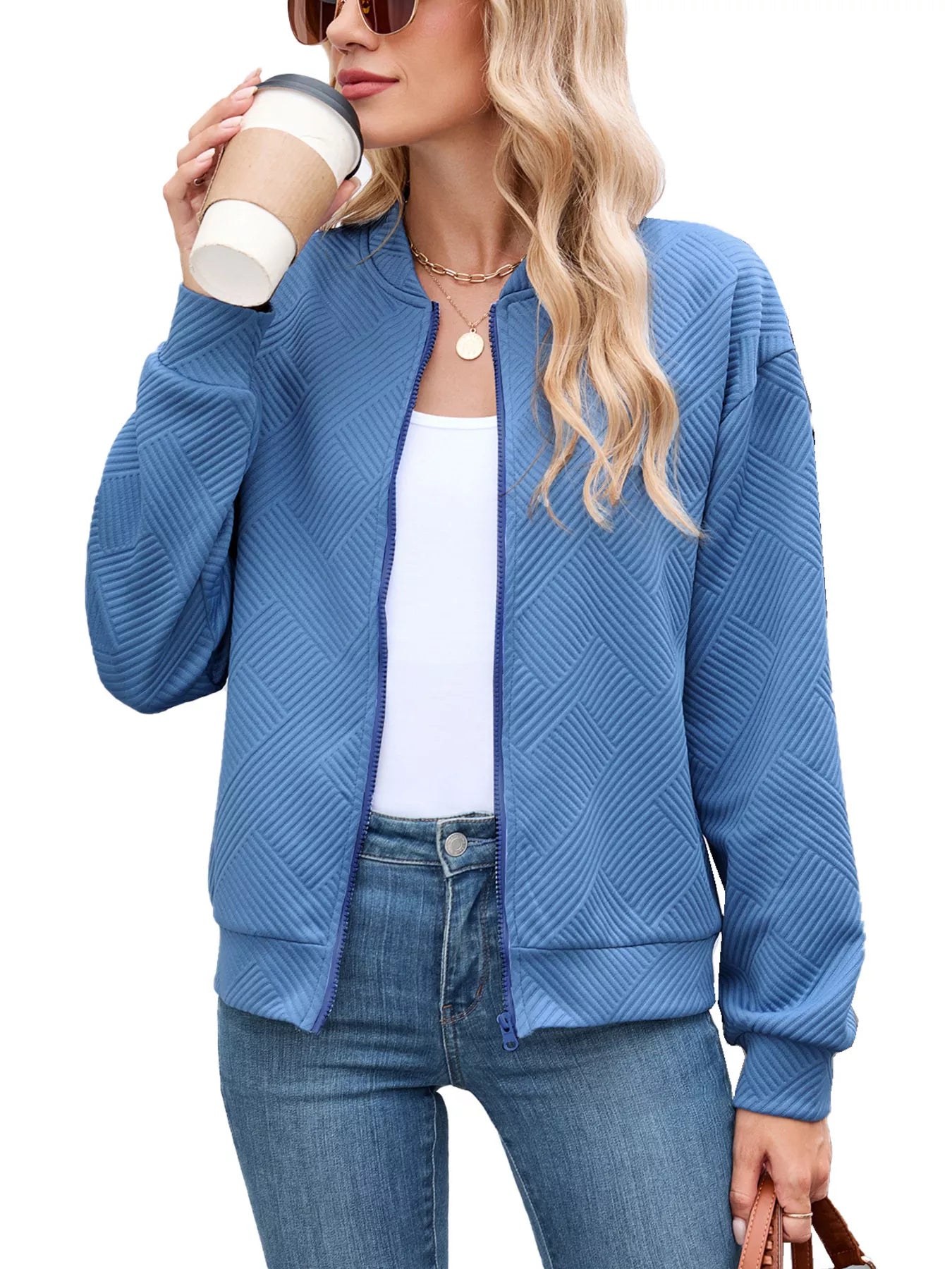 Textured Zip Up Jacket