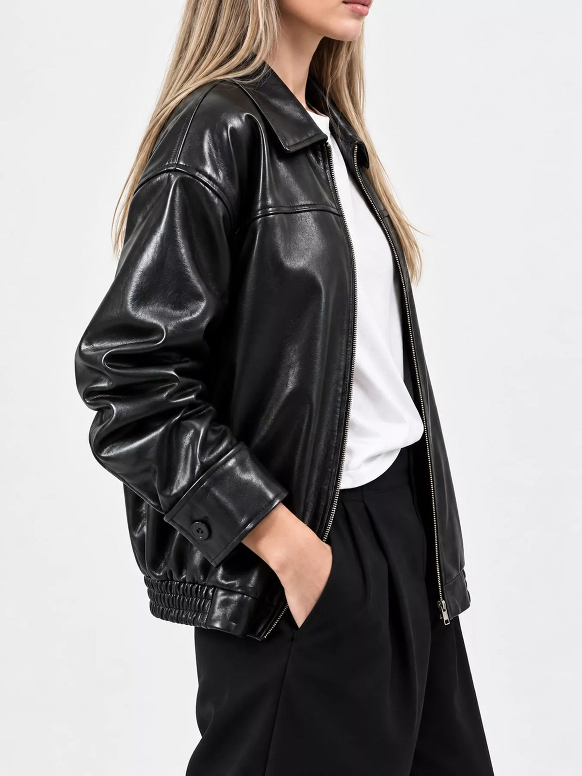 Zip Up Dropped Shoulder Jacket