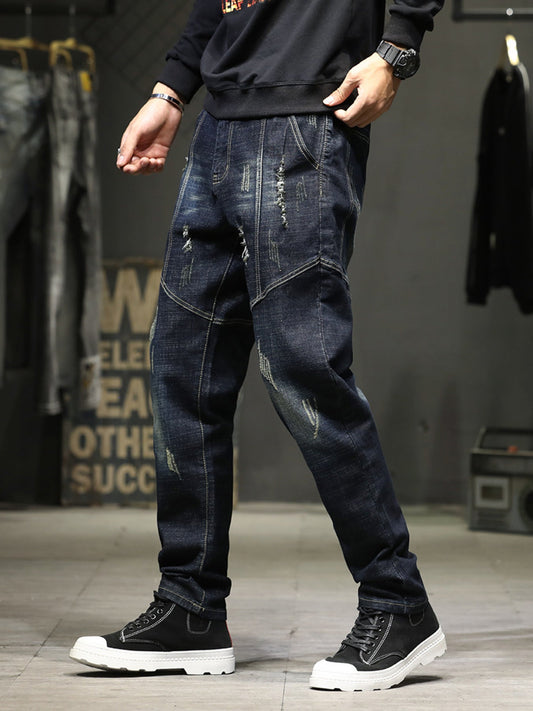 Men's Distressed Slim Fit Wash Jeans