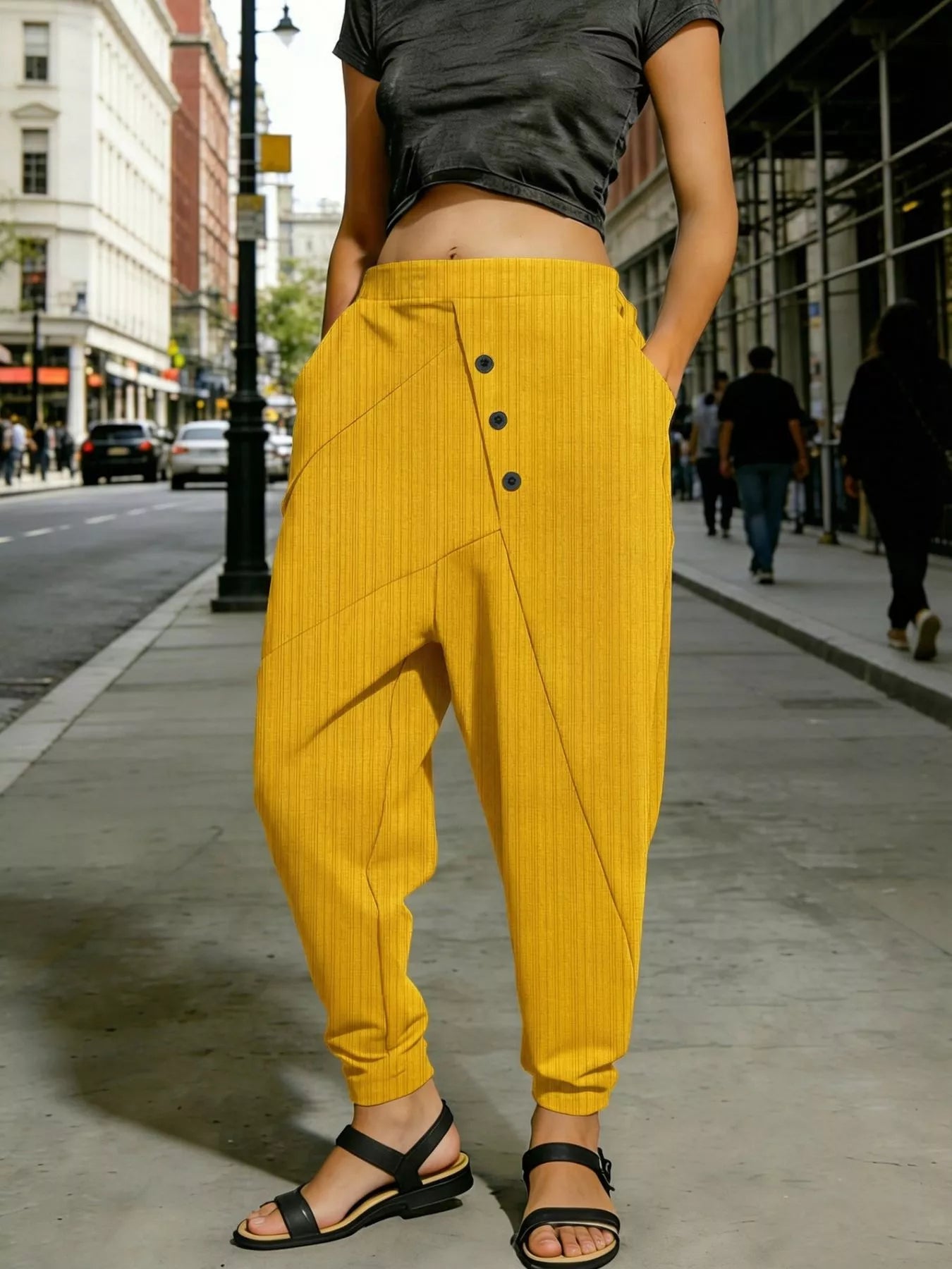 Plus Size Casual Elastic Waist Harem Pants