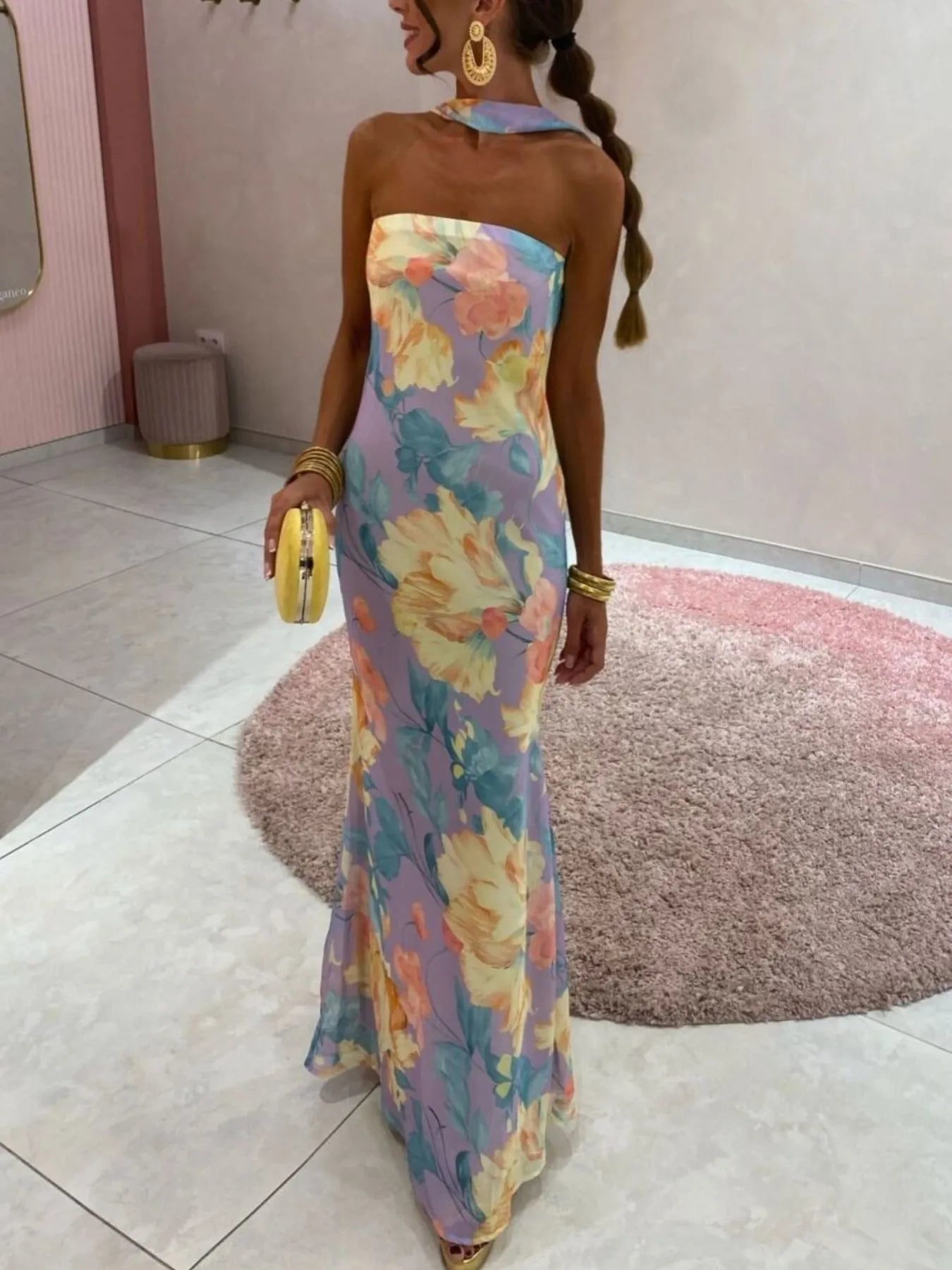 Printed Tube Maxi Dress