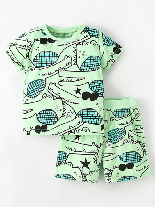 Children's Crocodile Print T-Shirt and Shorts Set