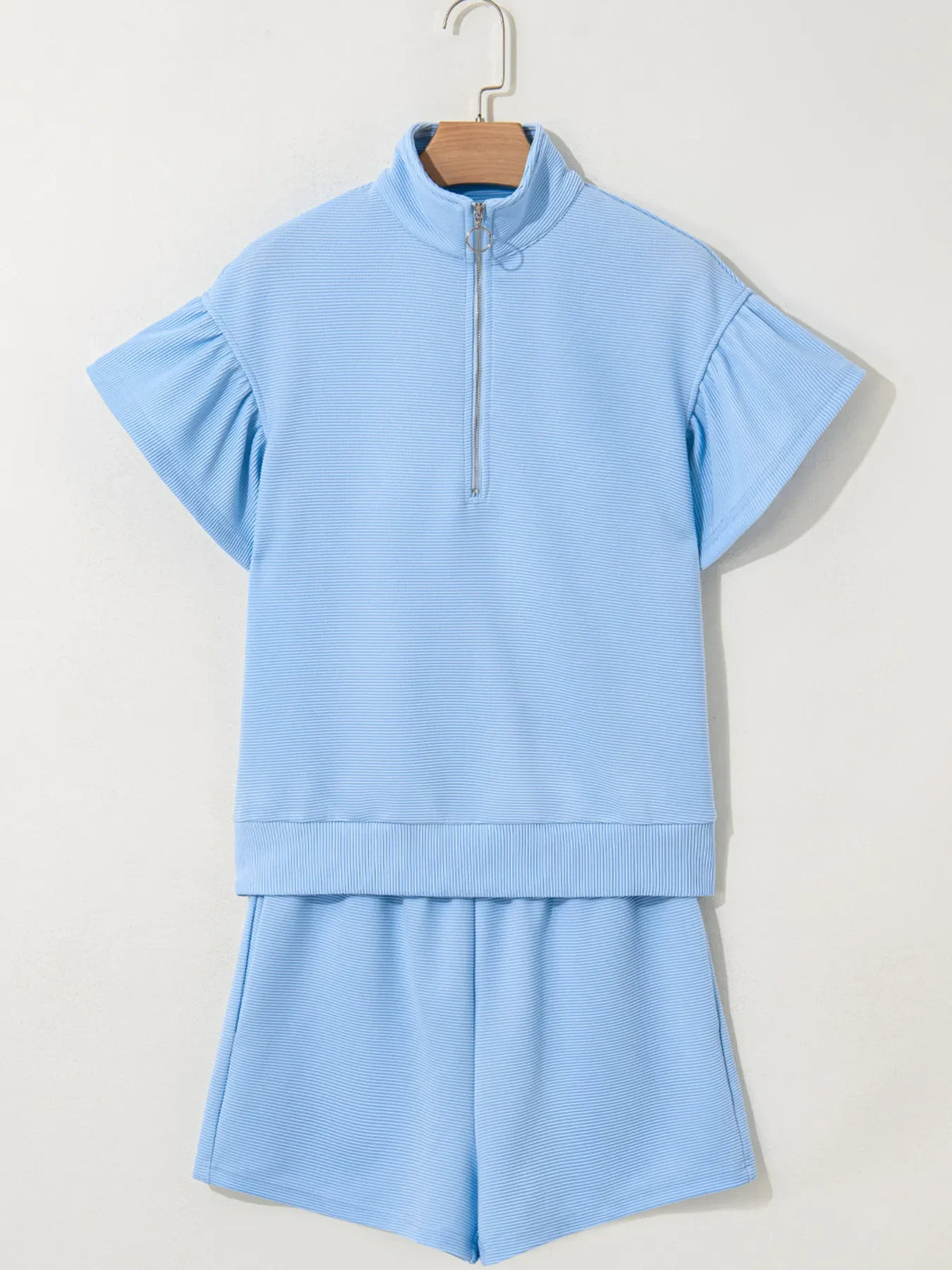 Half Zip Short Sleeve Polo and Shorts Set