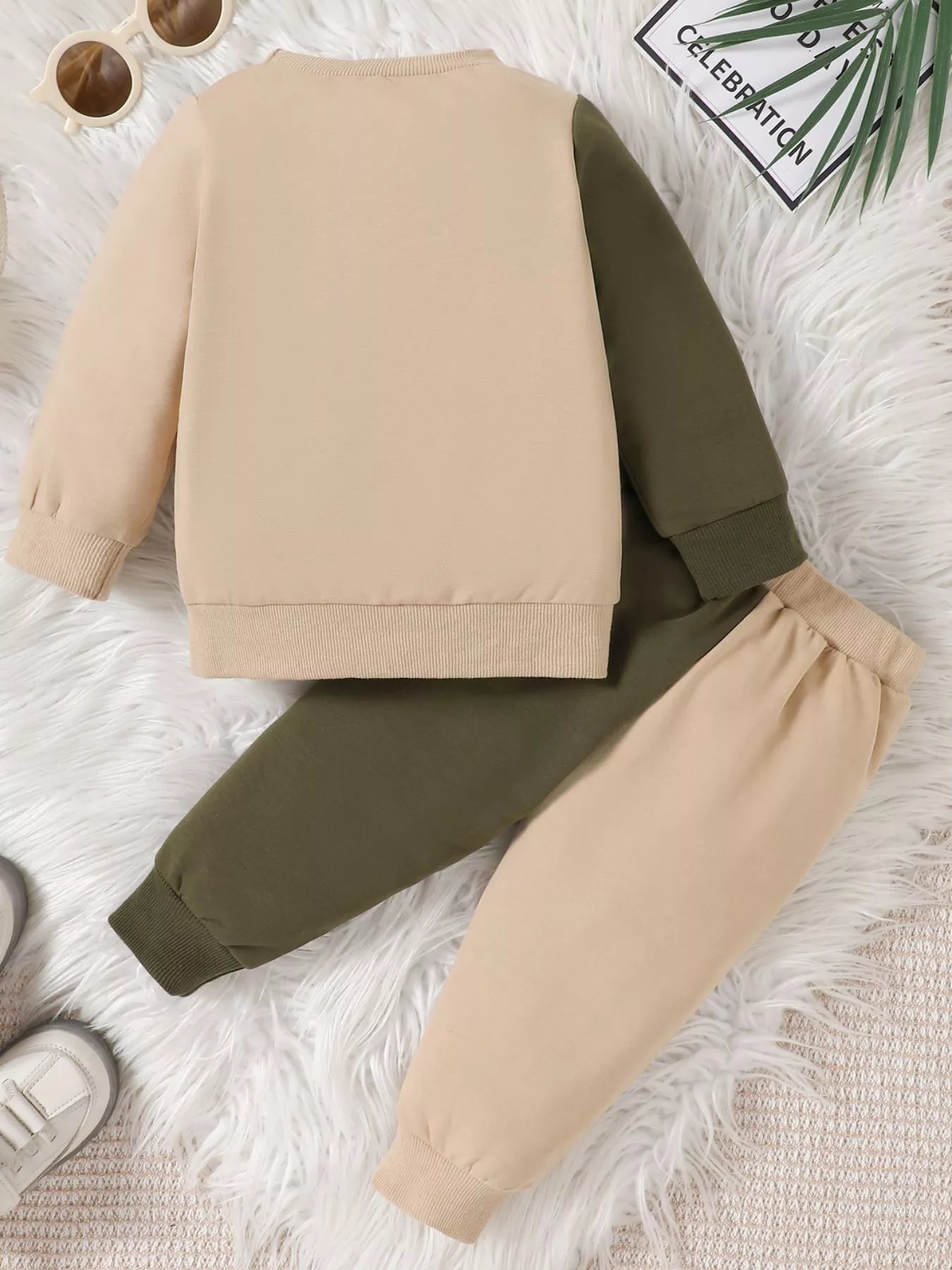 Children's Letter Round Neck Top and Pants Set