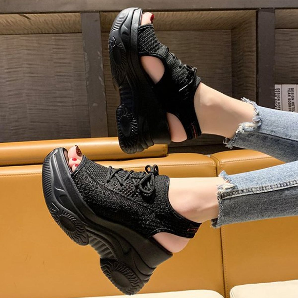 Breathable Mesh Platform Sandals
