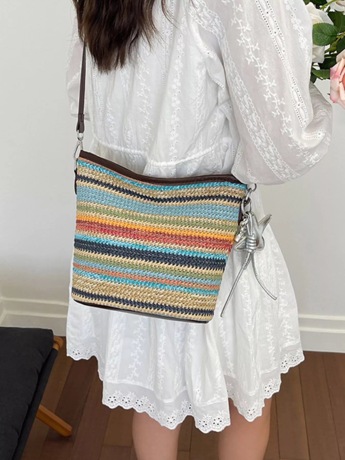Striped Woven Crossbody Bag