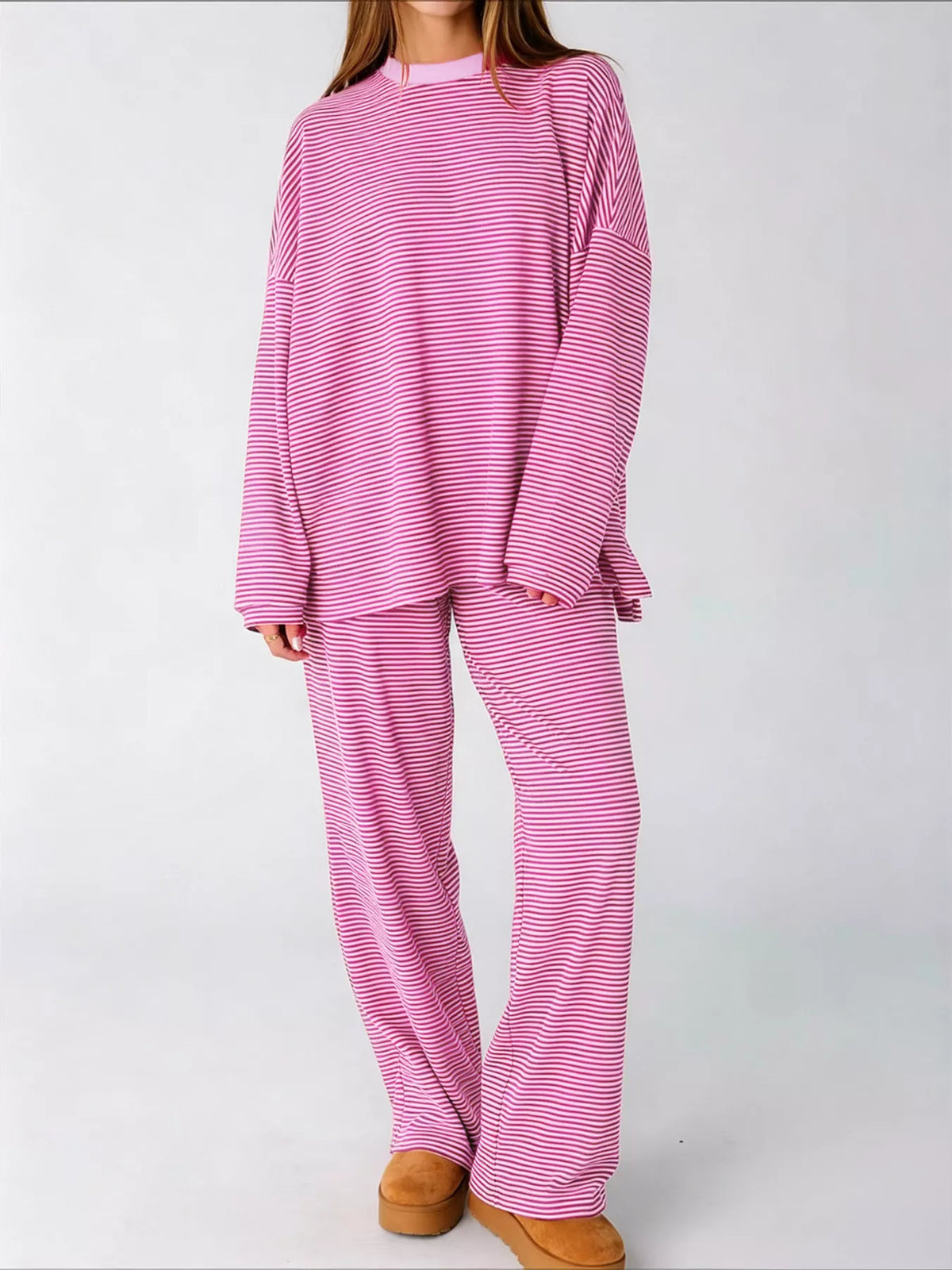 Striped Long Sleeve Top and Pants Set
