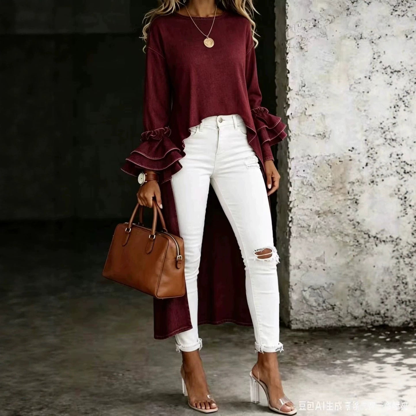 Short-Sleeve Top & Wrap Slit Flared Midi Skirt Set | 8 Colors S–5XL