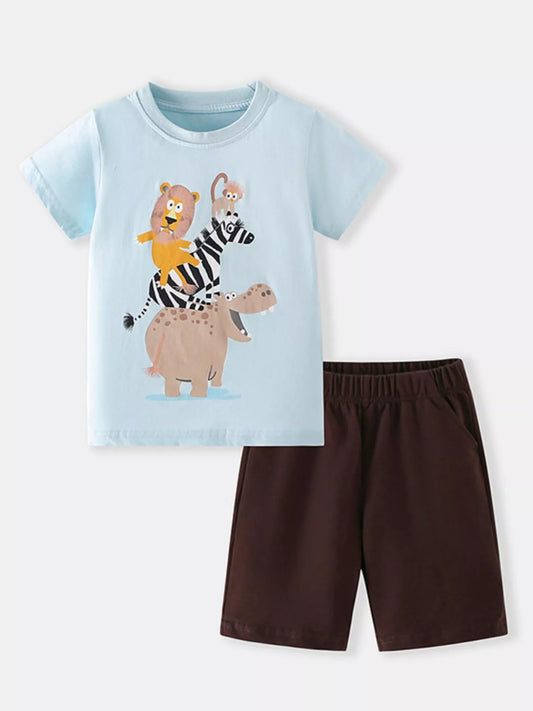 Children's Animal Short Sleeve Tee and Shorts Set