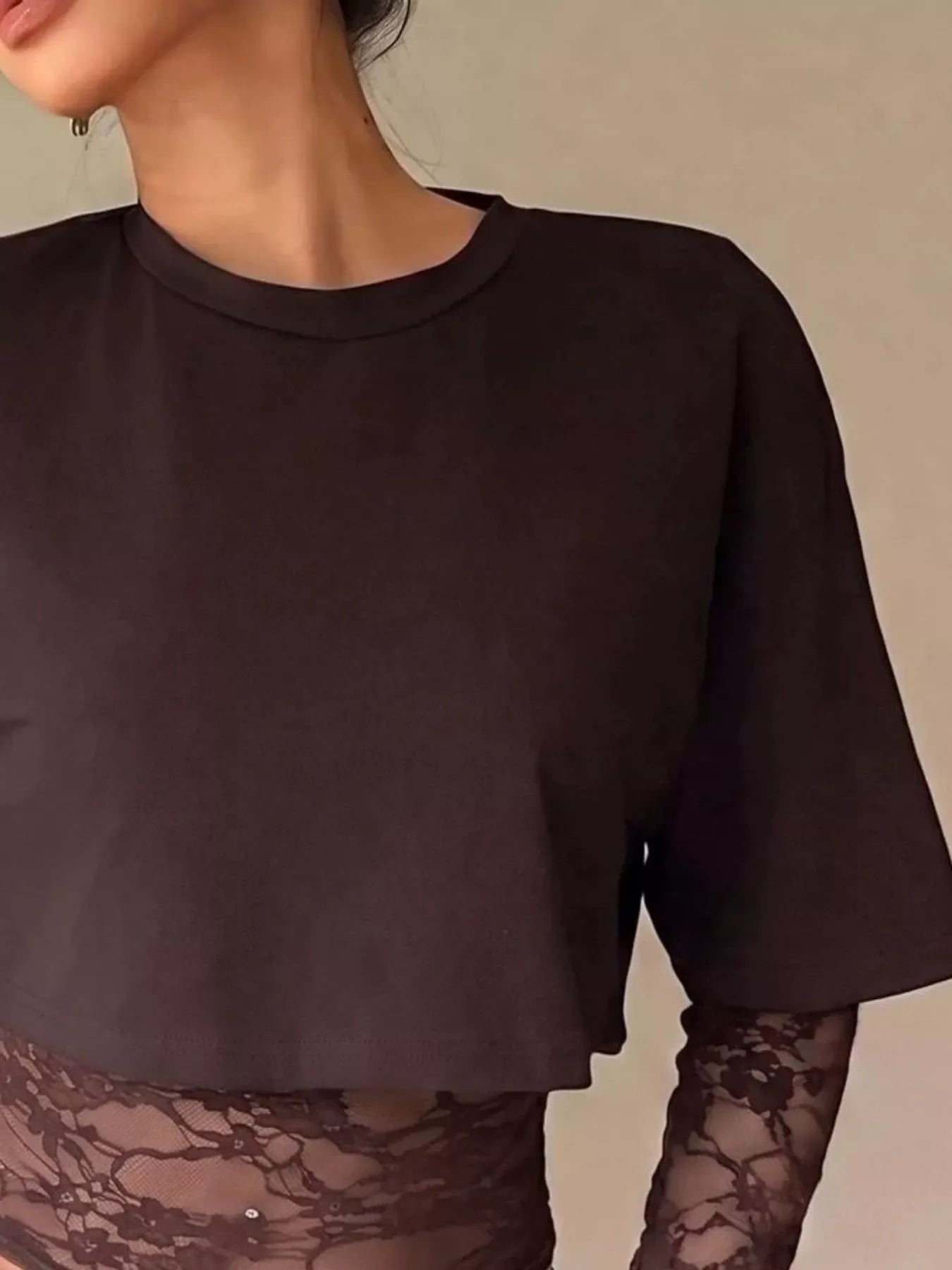Lace Patchwork Short Sleeve T-Shirt