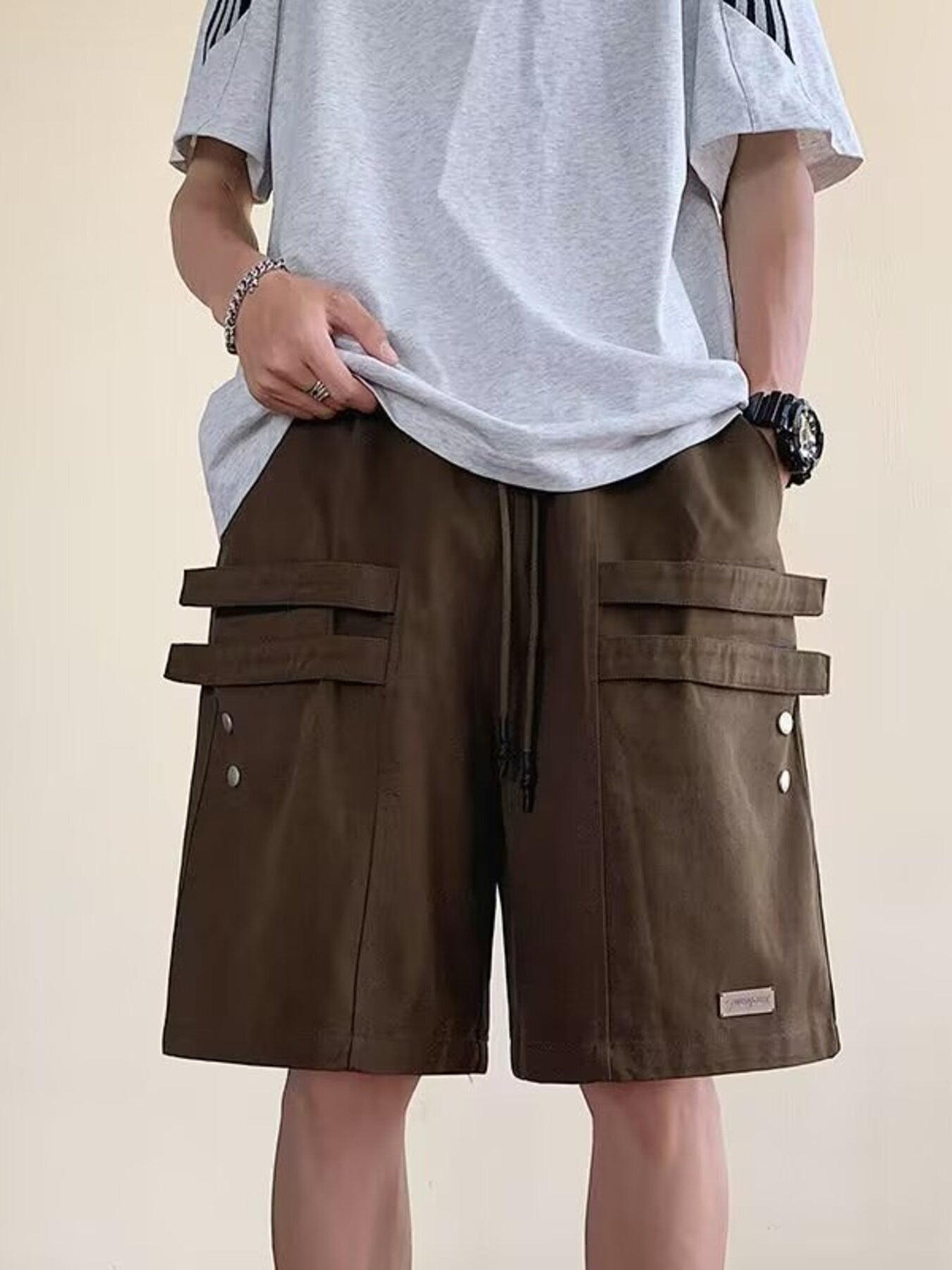 Men's Plus Size Casual Cargo Shorts with Pockets