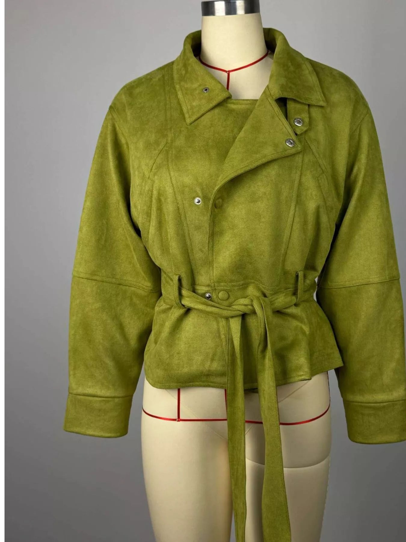 Tie Waist Long Sleeve Cropped Jacket