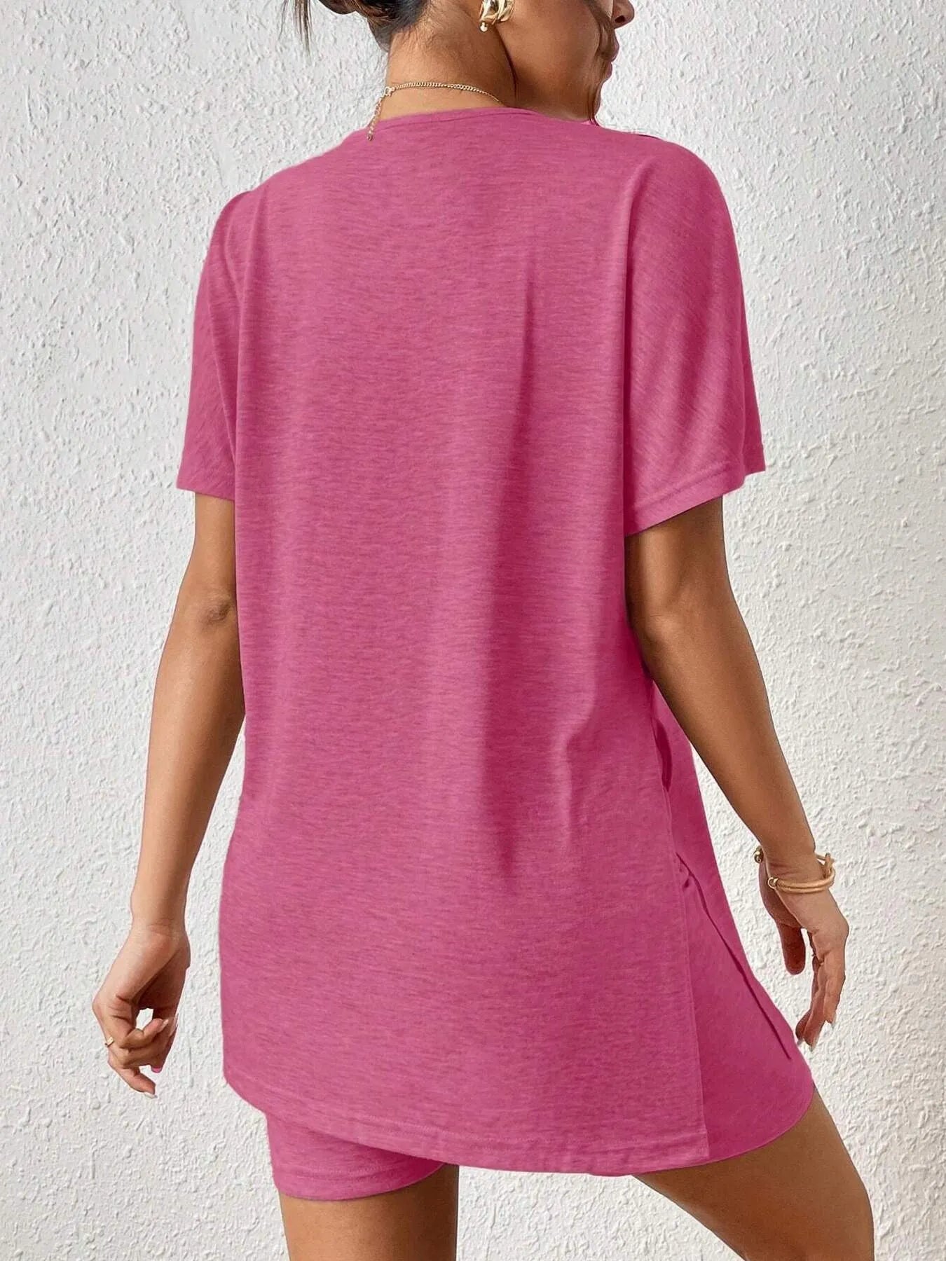 Casual Round Neck T-Shirt and Shorts Set