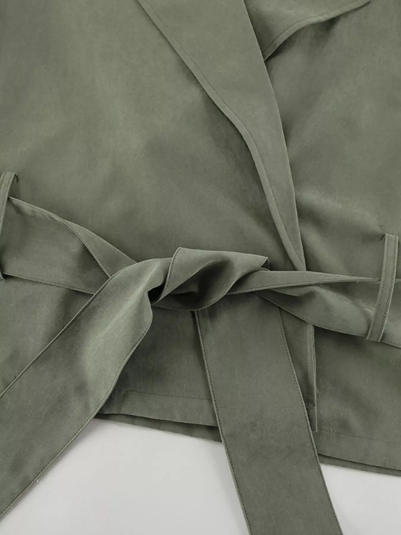 Lapel Collar Belted Cropped Trench