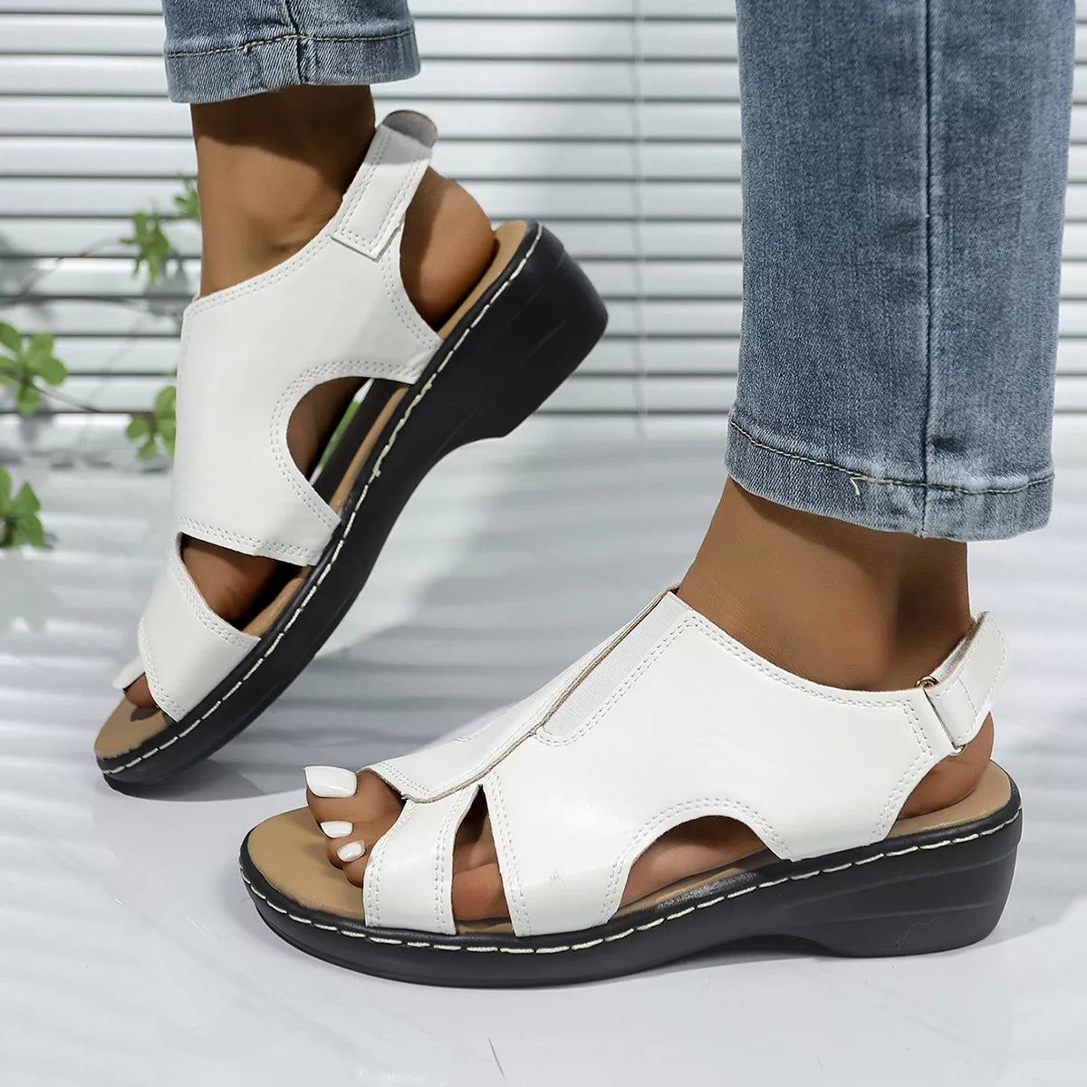 Peep Toe Wedge Sandals