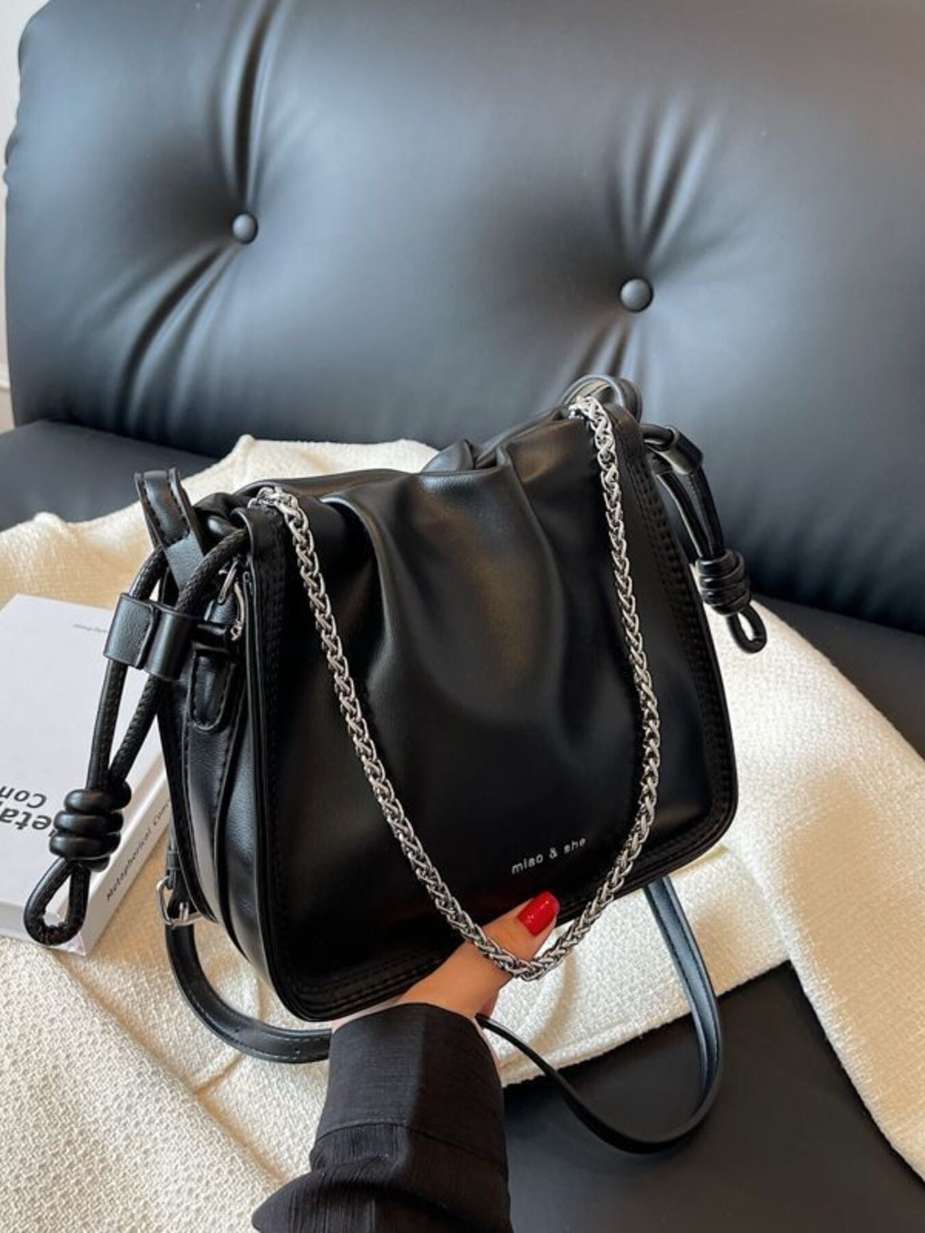 Drawstring Ruched Crossbody Bag
