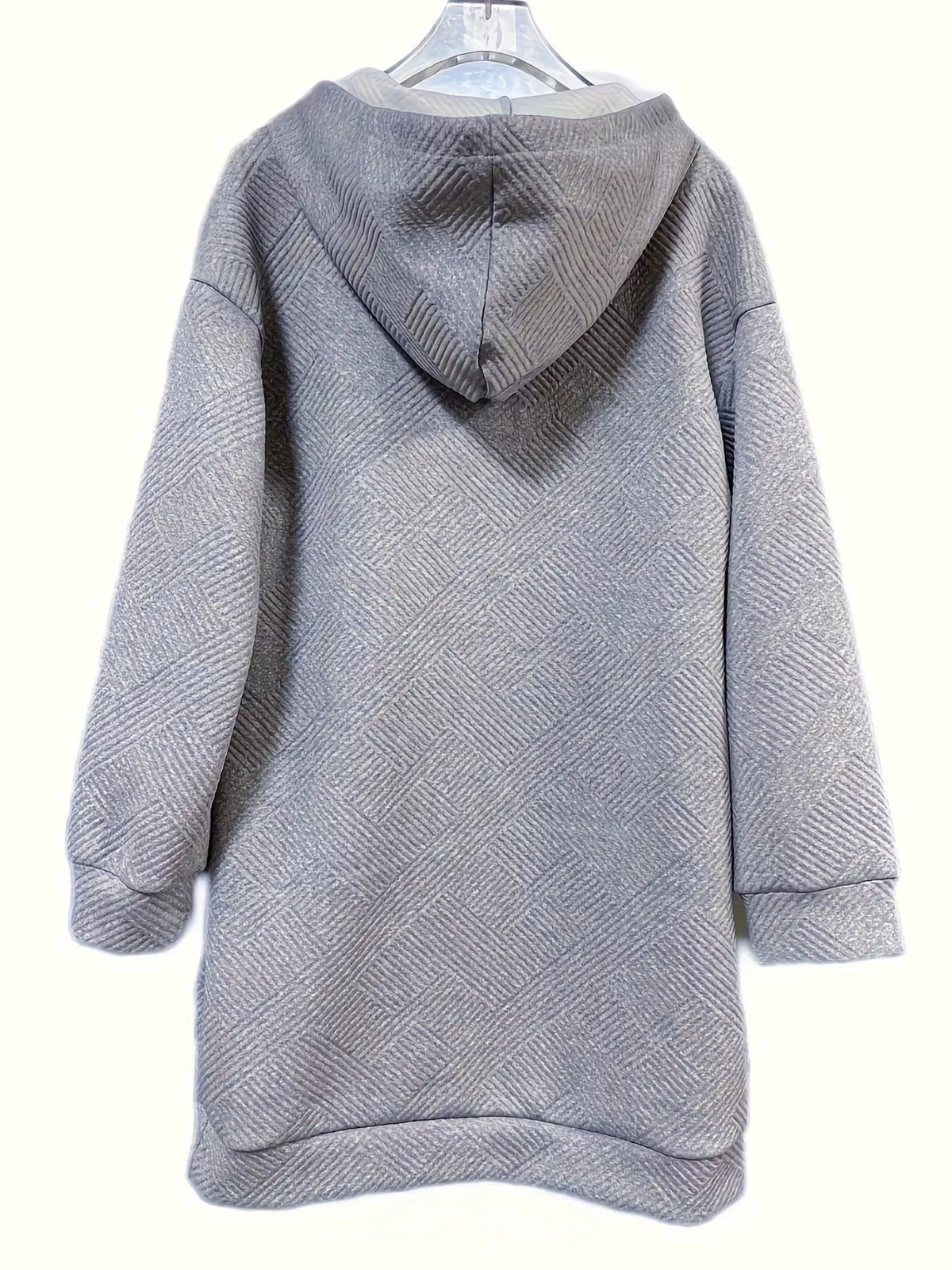 Casual Textured Hooded Sweatshirt Dress