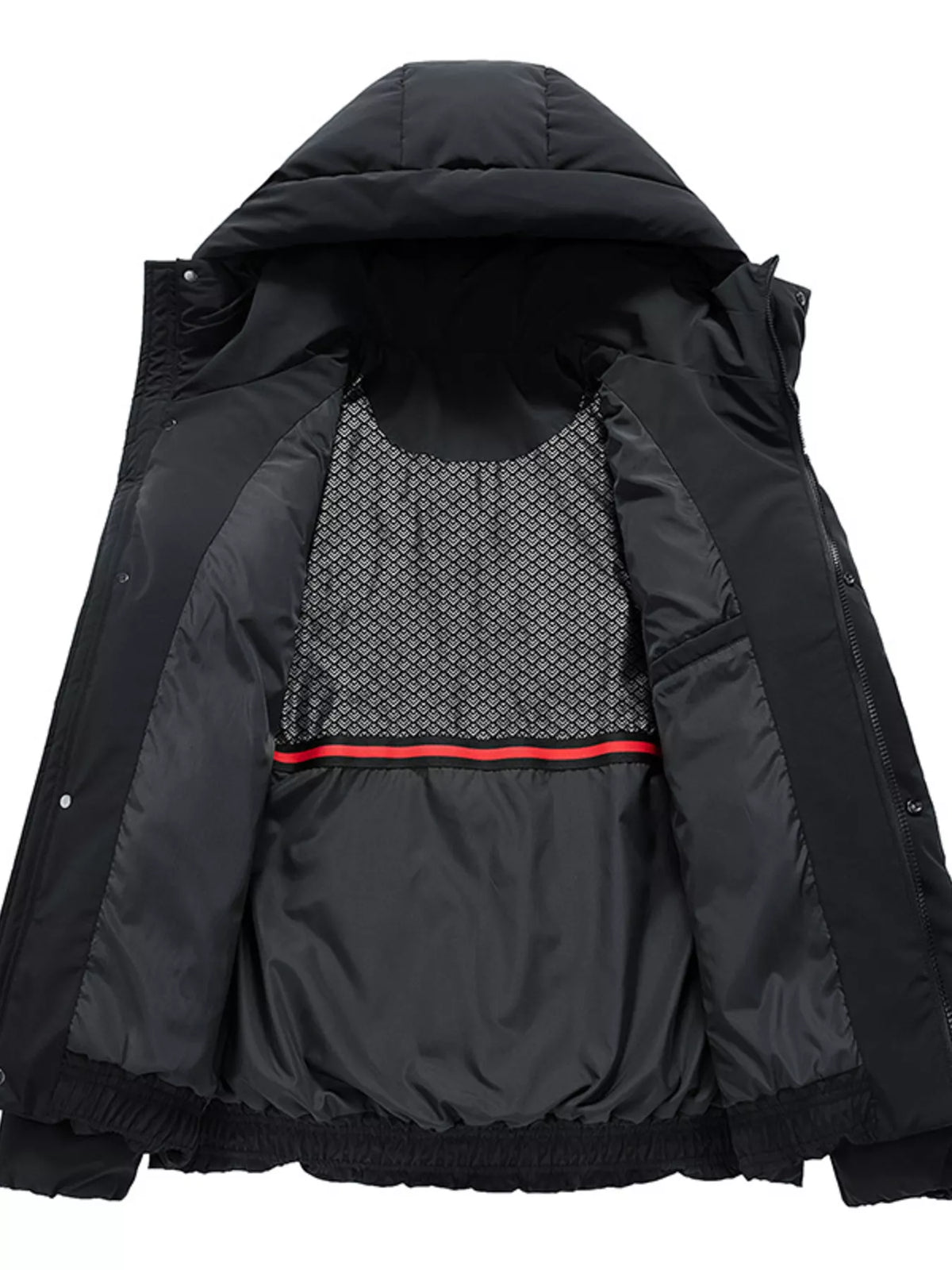 Men's Full Size Hooded Puffer Jacket with Side Pockets Plus Size