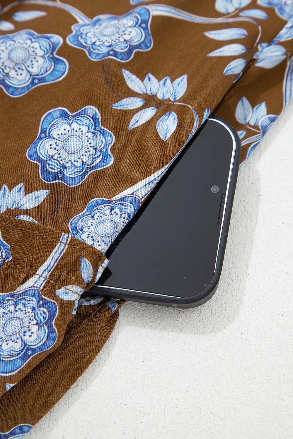 Floral Print Ruffled Detail Shirt Collar Button Down Long Sleeve Dress