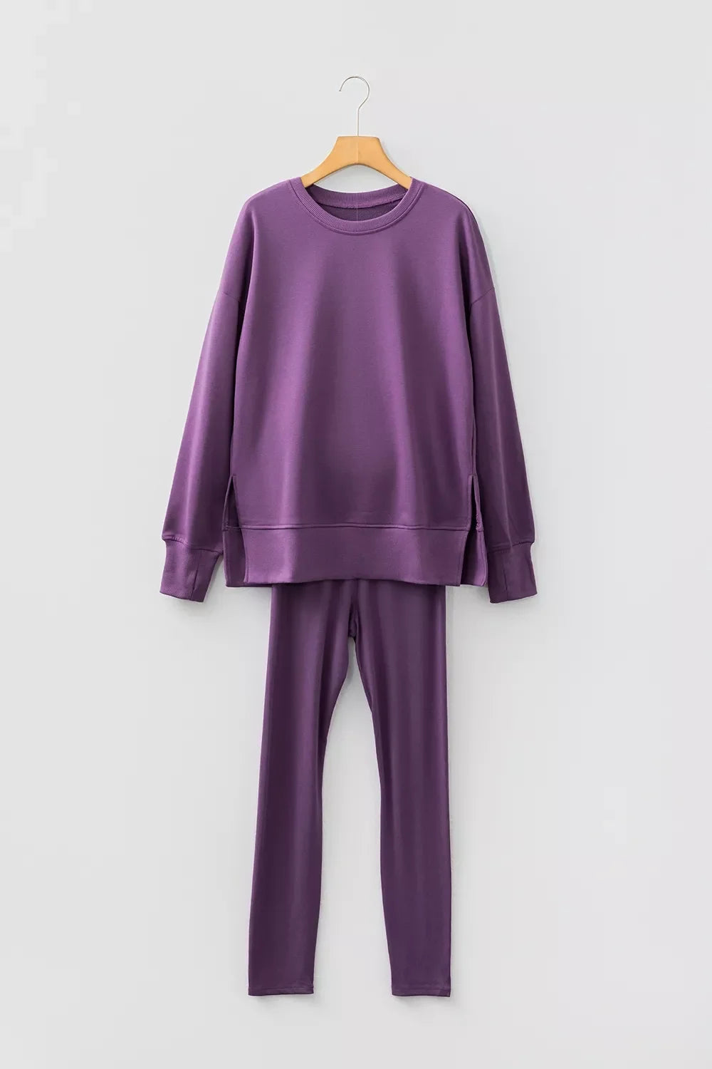 Side Slit Long Sleeve Sweatshirt and Pants Set