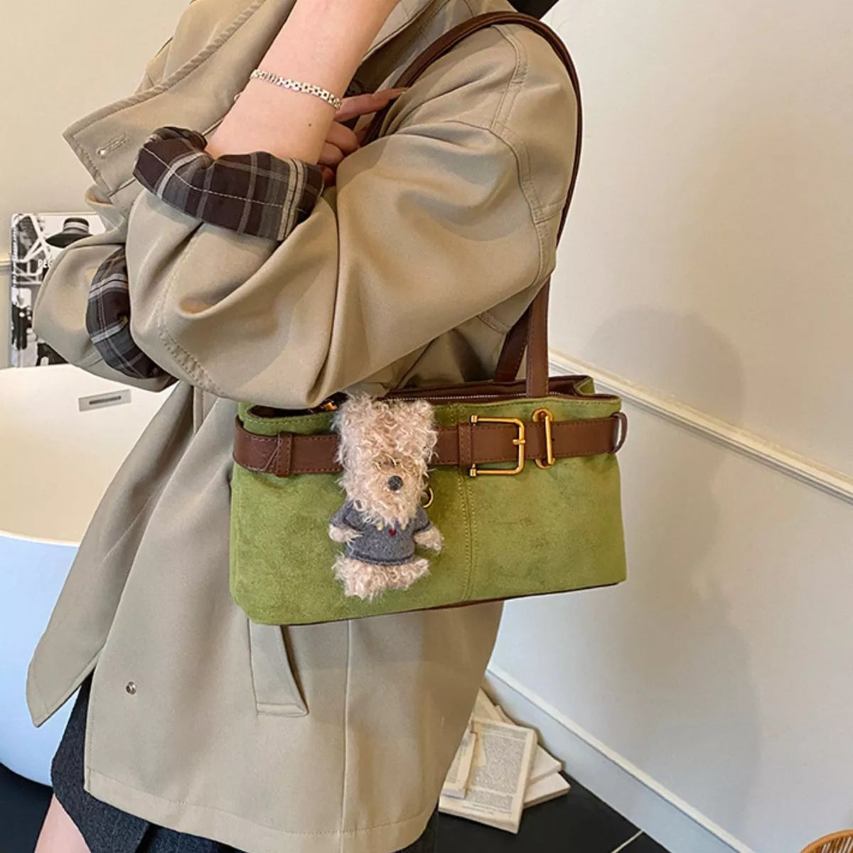Buckle Decor Shoulder Bag