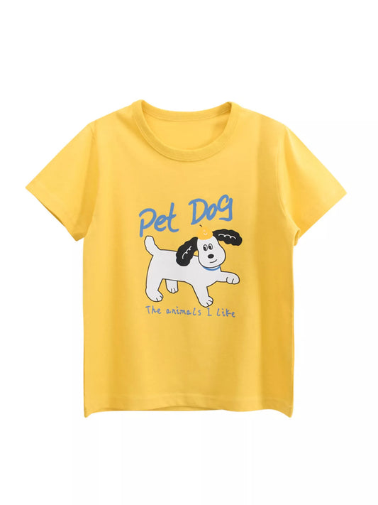 Children's Pet Dog Graphic Short Sleeve T-Shirt